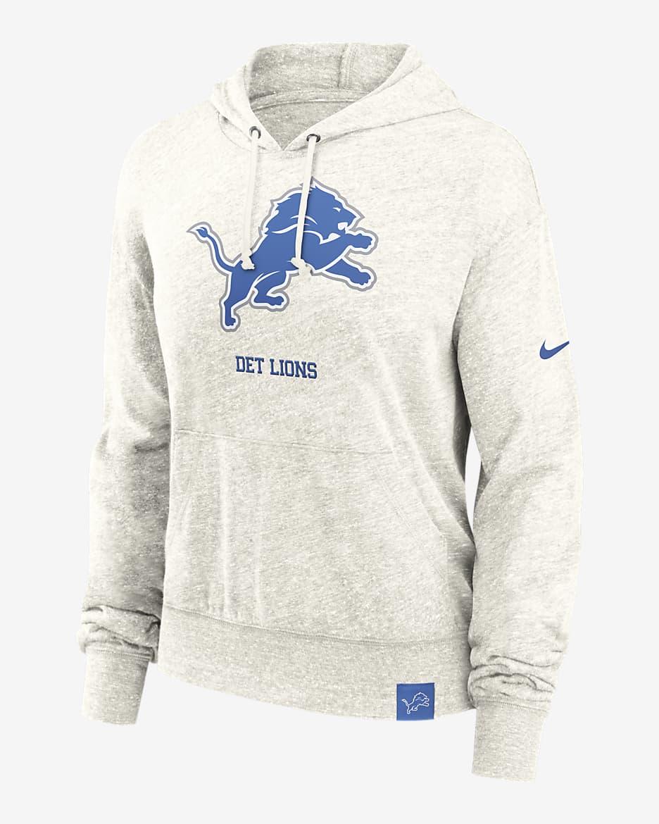 Sudadera con gorro sin cierre Nike de la NFL para mujer Detroit Lions Gym Vintage. Nike